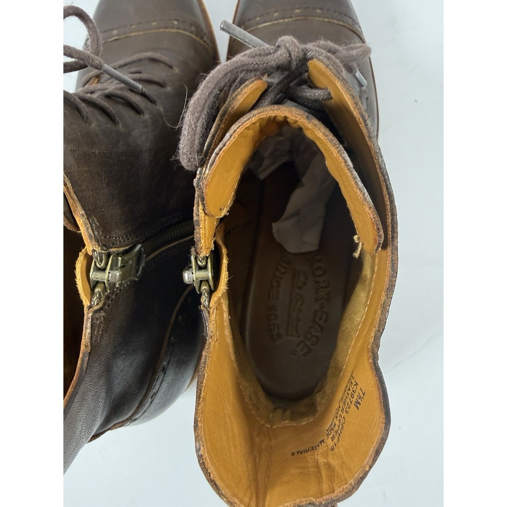 Kork-Ease Brown Leather Lace Up Ankle Boot Cap Toe Equestrian Zip Bootie 7.5 - Picture 10 of 15